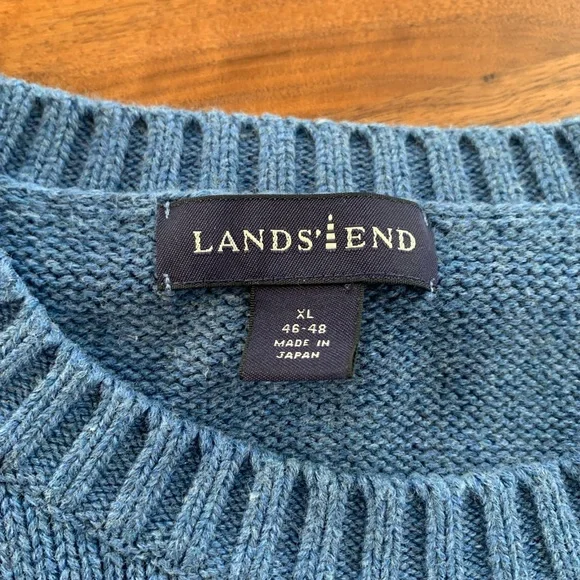 Lands' End Men's Heather Blue Crewneck Sweater - Picture 2 of 2